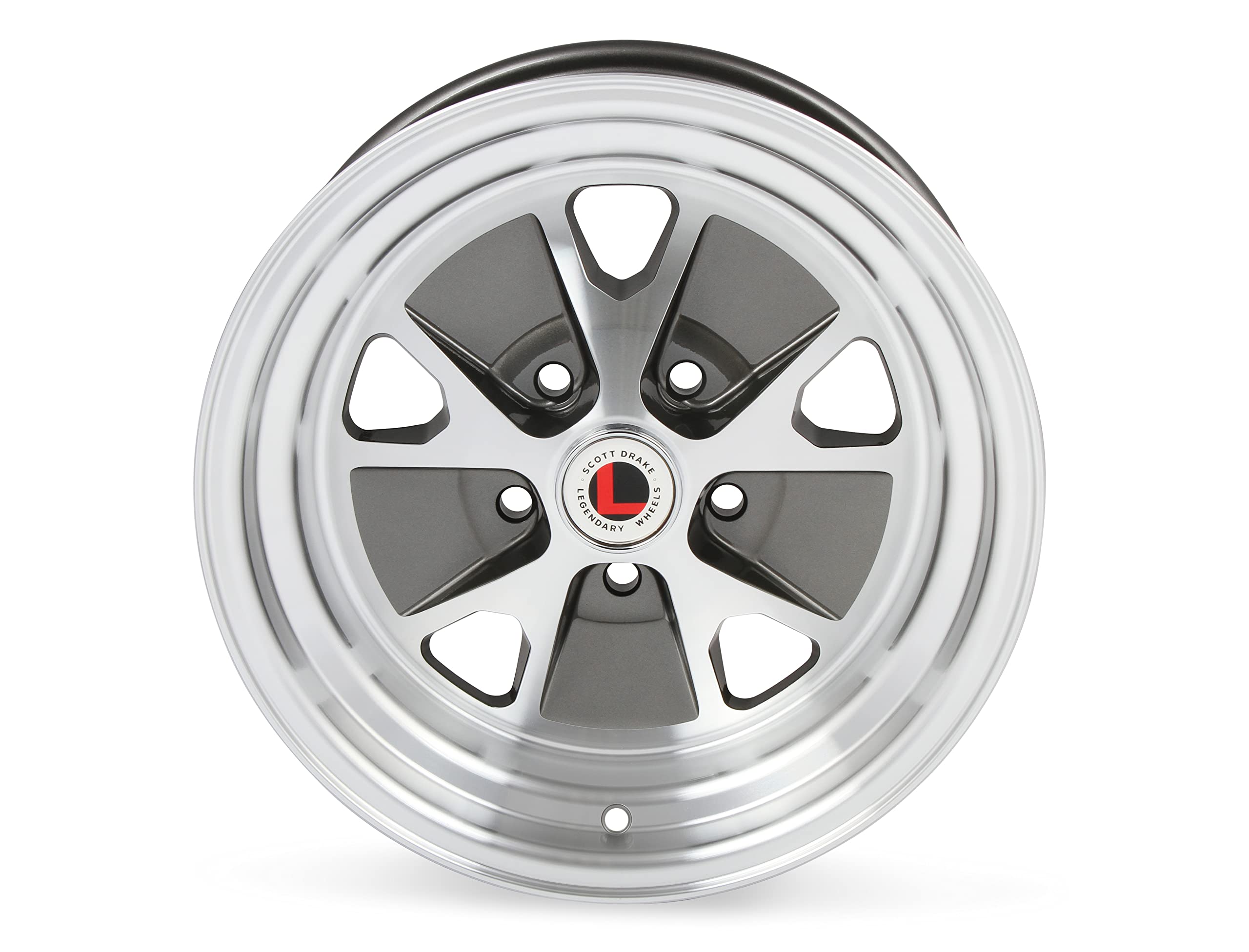 Scott Drake Wheels Legendary Styled - 15 x 7 in. - 5 x 4.5-4.25 bs - Charcoal/Machined