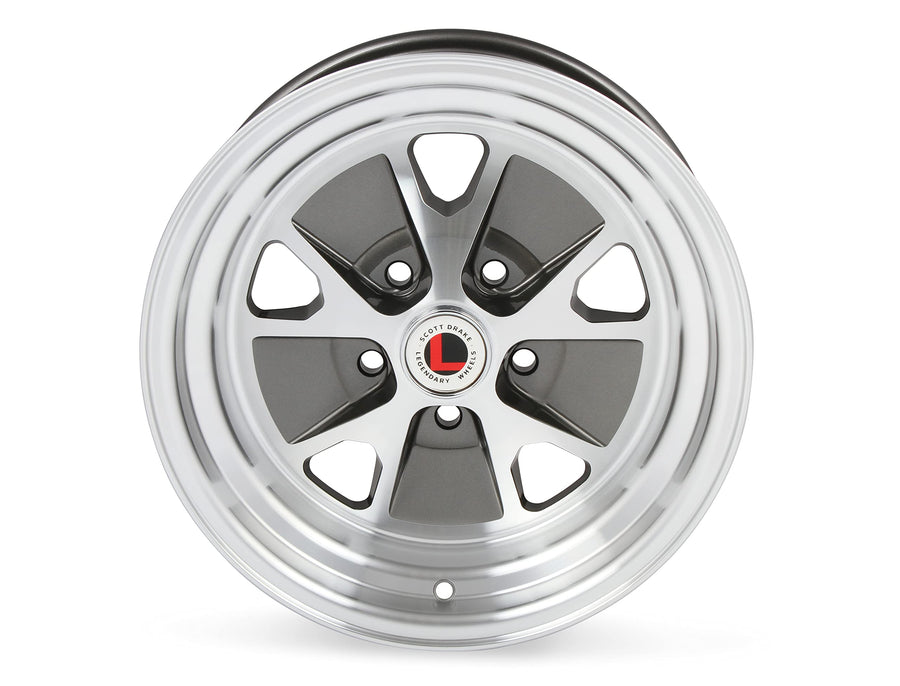 Scott Drake Wheels Legendary Styled - 15 x 7 in. - 5 x 4.5-4.25 bs - Charcoal/Machined