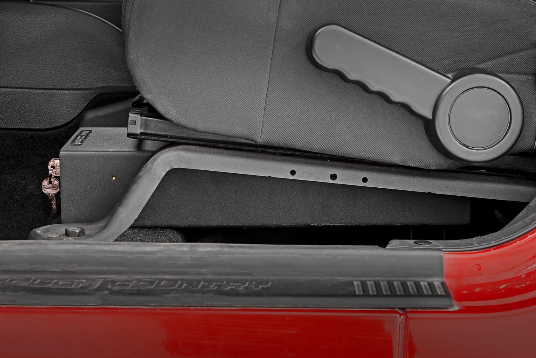 Under Seat Storage Rough Country for Jeep Wrangler JK (2007-2010) & Wrangler Unlimited (2007-2018) - Hidden Storage Keeps Valuables Locked & Secure