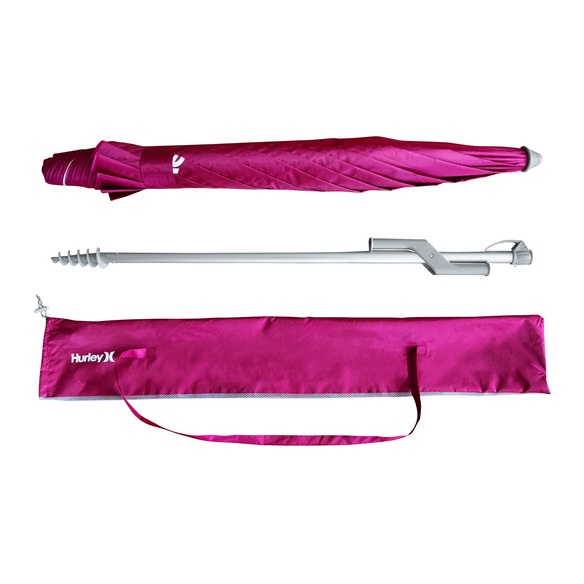 7' Hurley Beach Umbrella, Fireberry