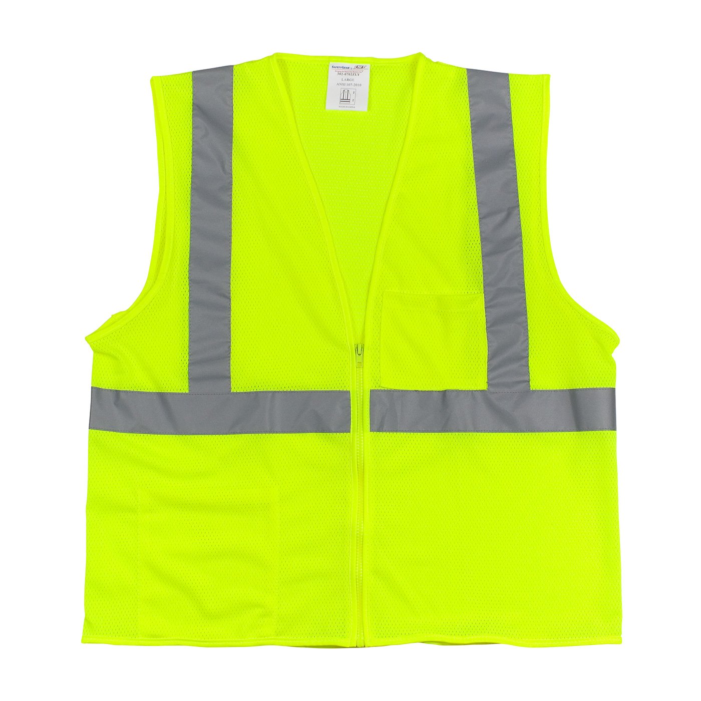 Protective Industrial Products Hi-Vis Yellow Zipper Mesh Vest Class 2 Ansi Type R 6X