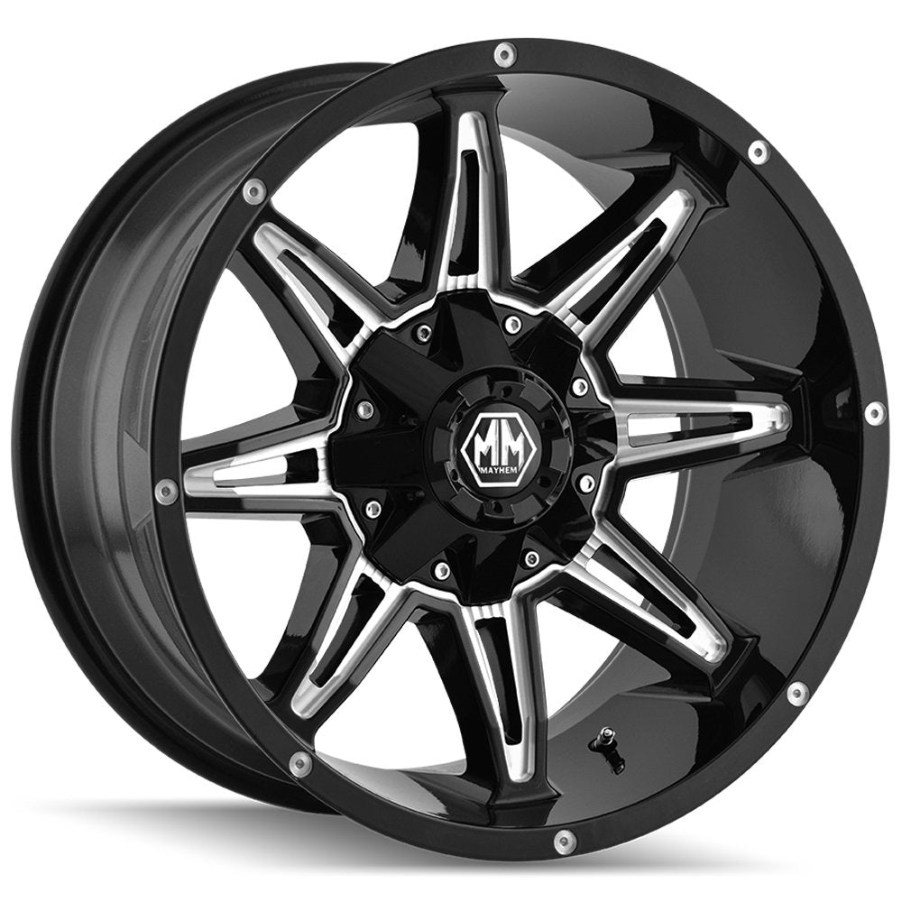 MAYHEM 8090 Rampage Gloss Black Milled 20X10 8-165.1 -25MM 130.8MM
