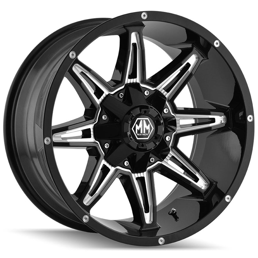 MAYHEM 8090 Rampage Gloss Black Milled 20X10 8-165.1 -25MM 130.8MM