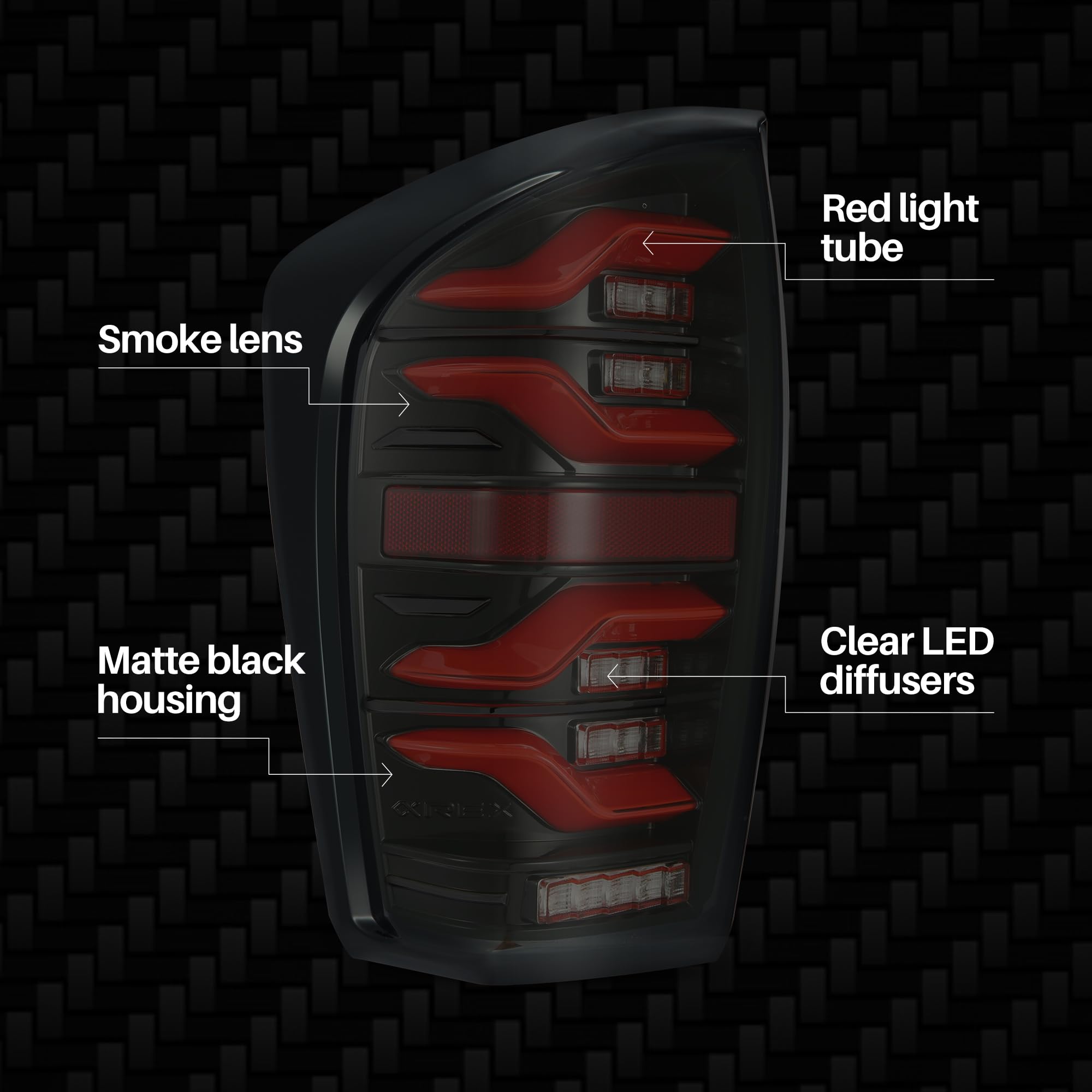 For 16-23 Tacoma Alpharex LUXX-Series LED Tail Lights Black-Red