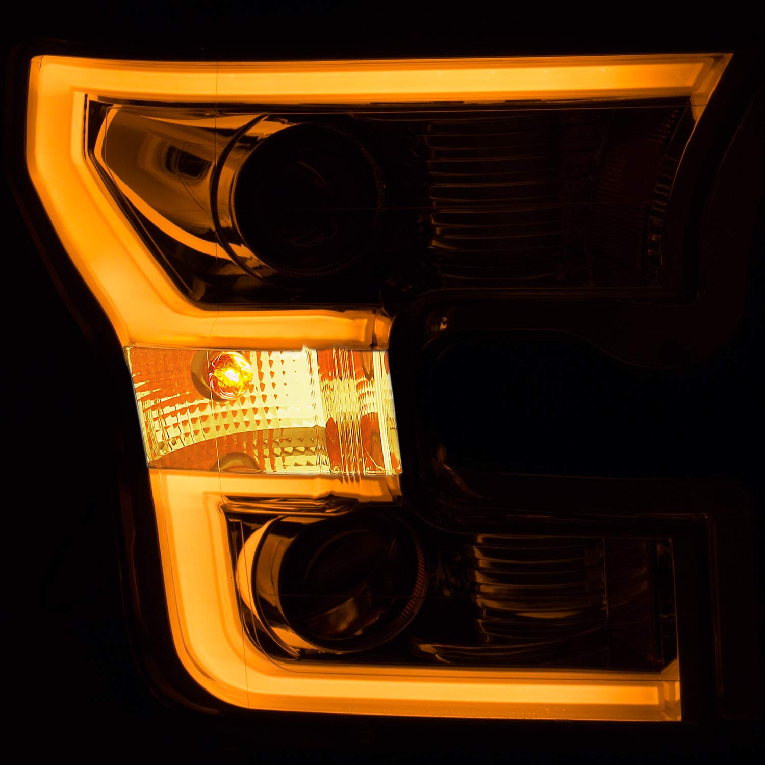 FORD F-150 AnzoUSA 15-17 PROJECTOR PLANK STYLE SWITCHBACK H.L. CHROME/AMBER