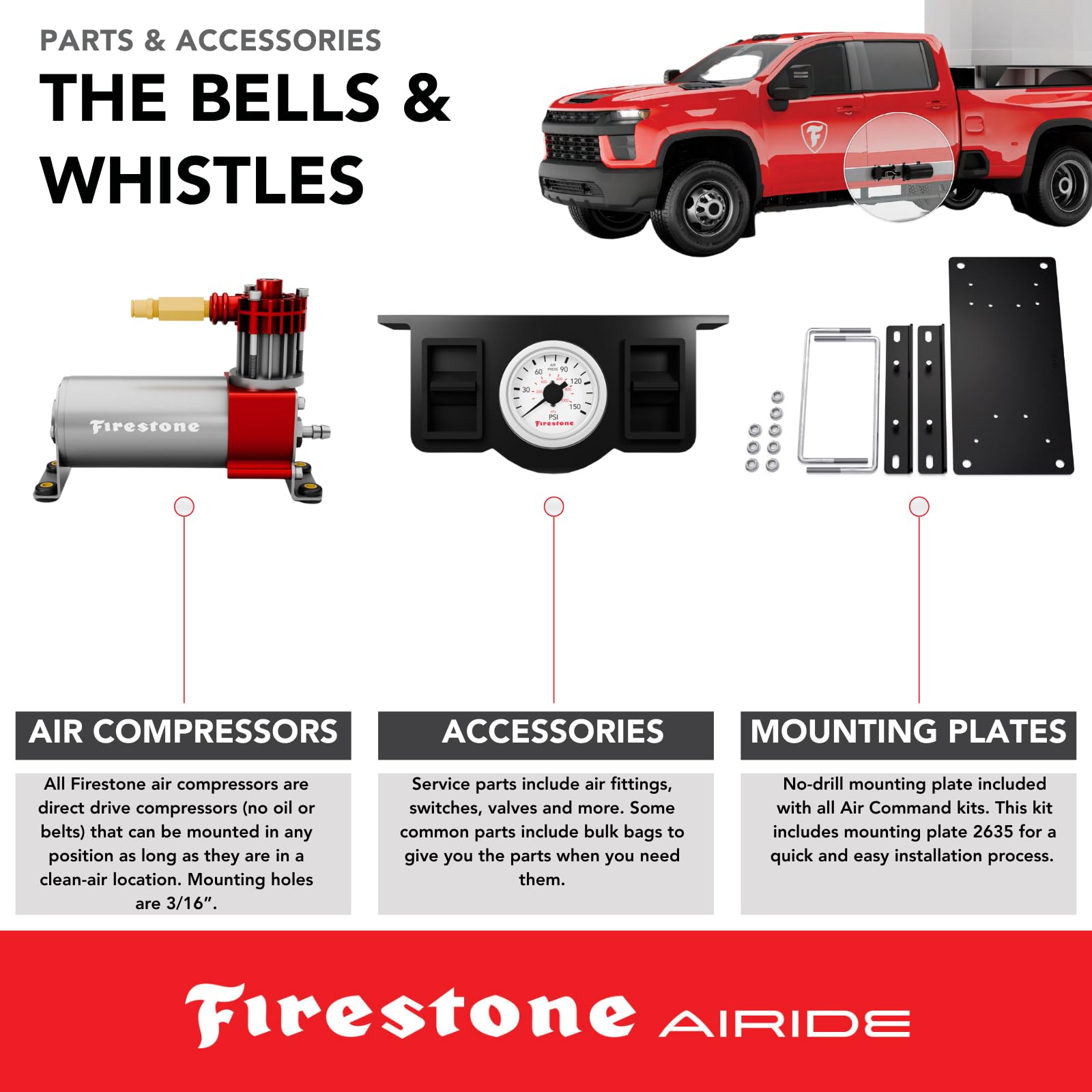 Firestone Air Command Airide 2910 Dual Path Standard Compressor System | 5-100 PSI | Includes No Drill Mounting Plate | Easy Installation