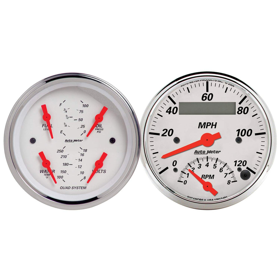 AUTO METER Arctic White Quad Gauge/Tach/Speedo Kit,3.375 in. 1309