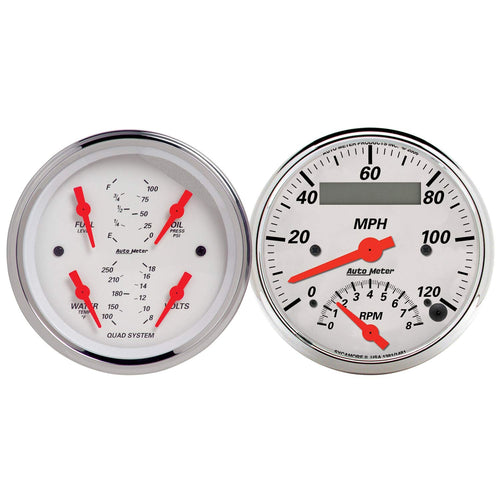 AUTO METER Arctic White Quad Gauge/Tach/Speedo Kit,3.375 in. 1309