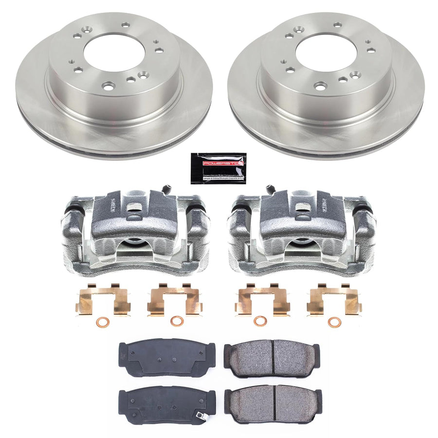 Power Stop KCOE5910 Replacement Autospecialty Rear Caliper Kit-Rotors, Ceramic Brake Pads, Calipers For Kia Sorento 2007-2009 [Model Specific]