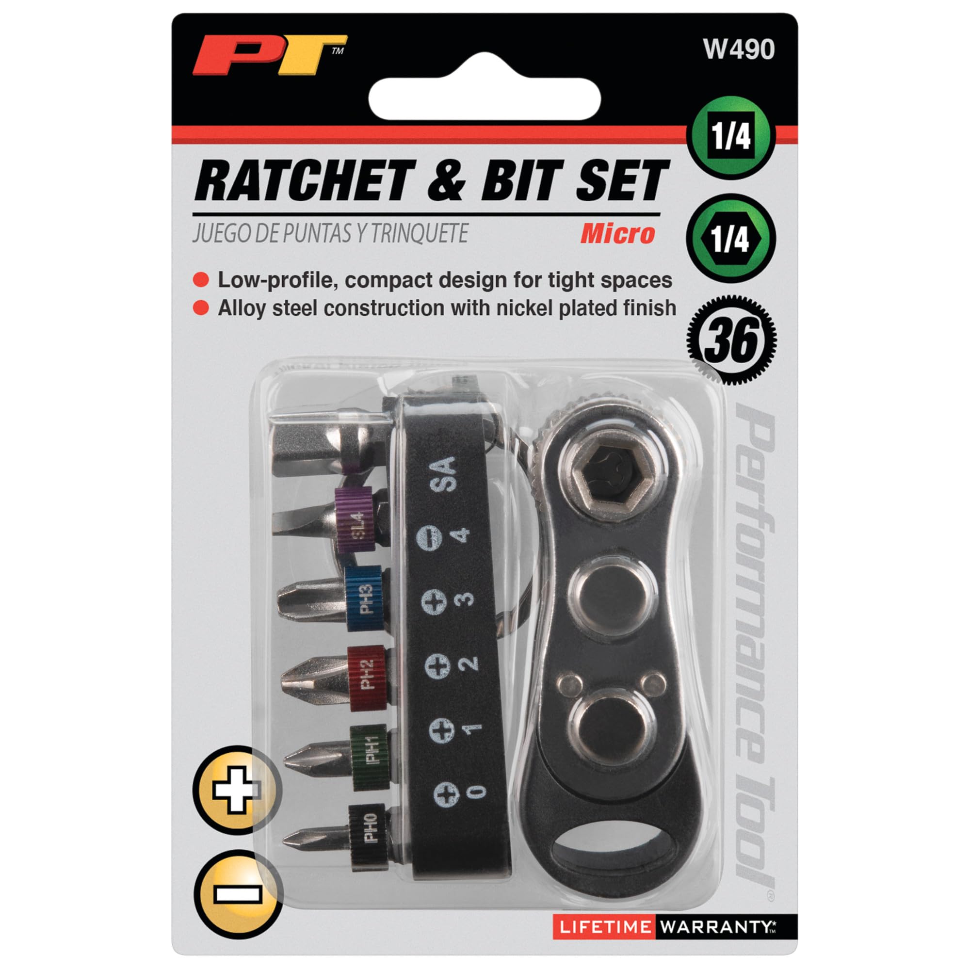 1/4" Bit Ratchet Set Performance Tool 7 pc. - W490