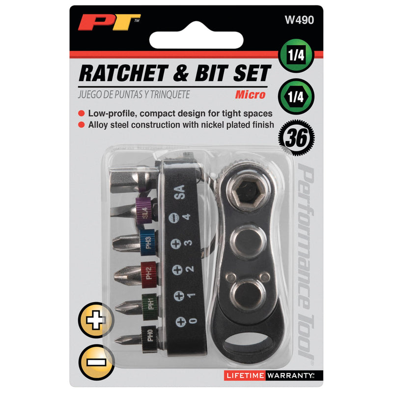 1/4" Bit Ratchet Set Performance Tool 7 pc. - W490