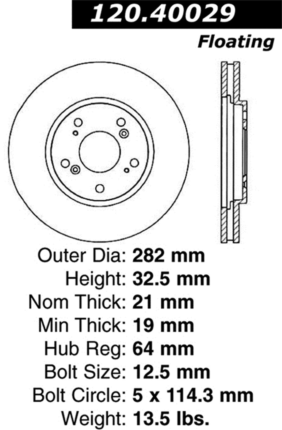 Rear Left StopTech 128.40029L Sport Cross Drilled Brake Rotor