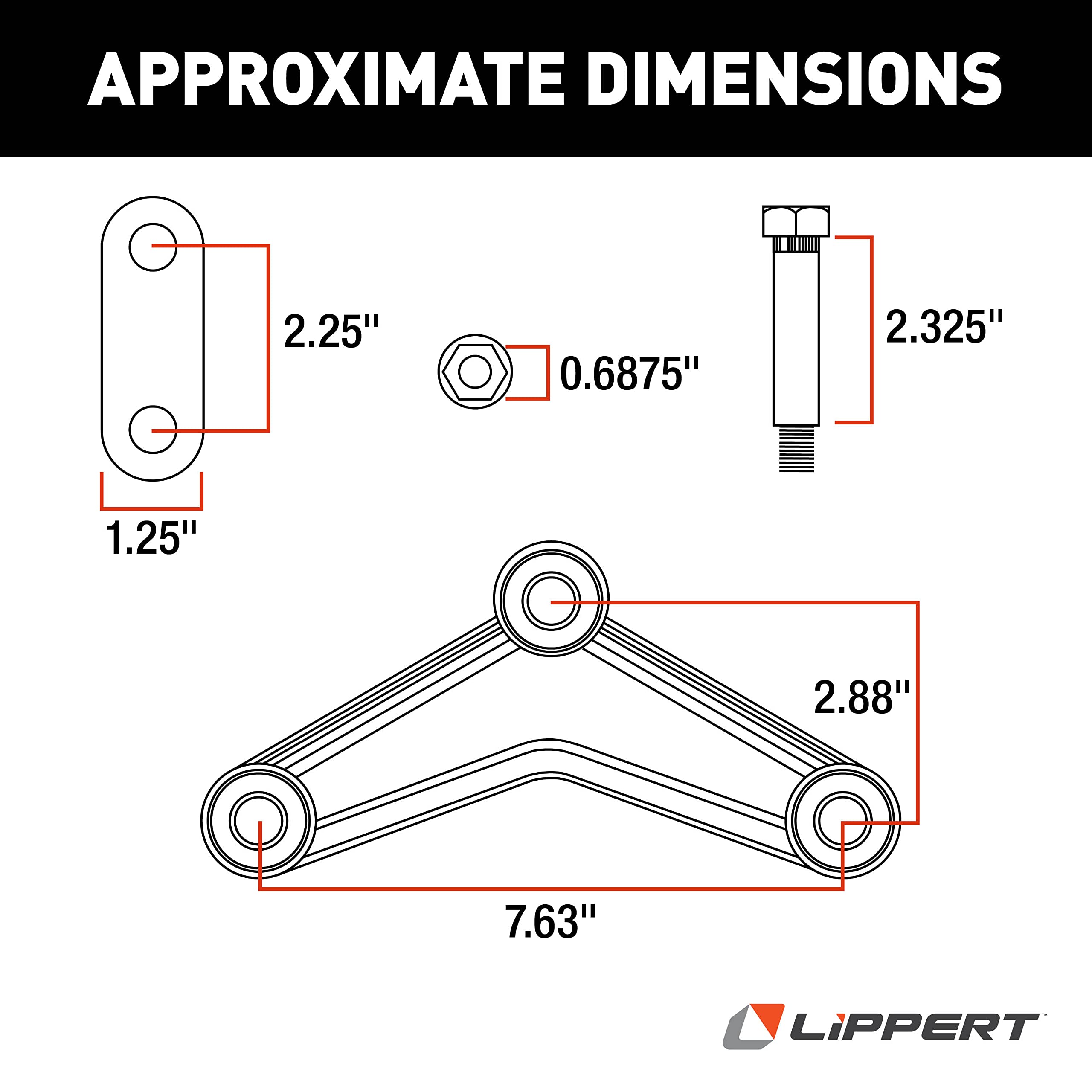 Tandem Axle Lippert Replacement Attaching Parts (AP) Kit with Long Equalizer and Standard Bolts for RV Trailer Suspensions - 121099