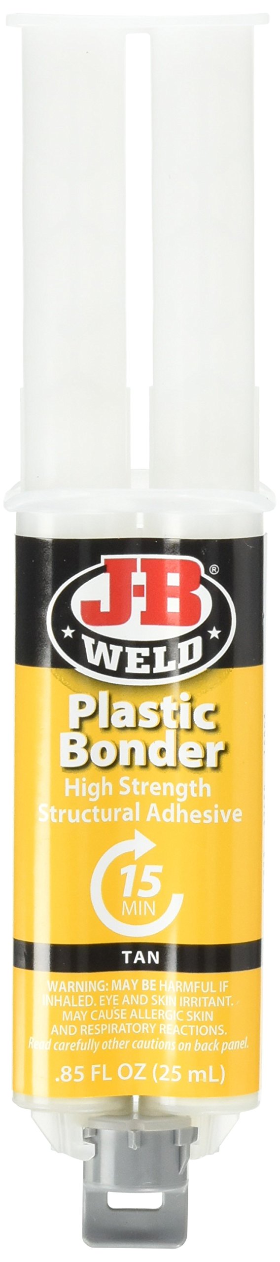 Plastic Bonder J-B Weld 50133 Structural Adhesive Syringe - Dries Tan - 25 ml (Pack of 2)