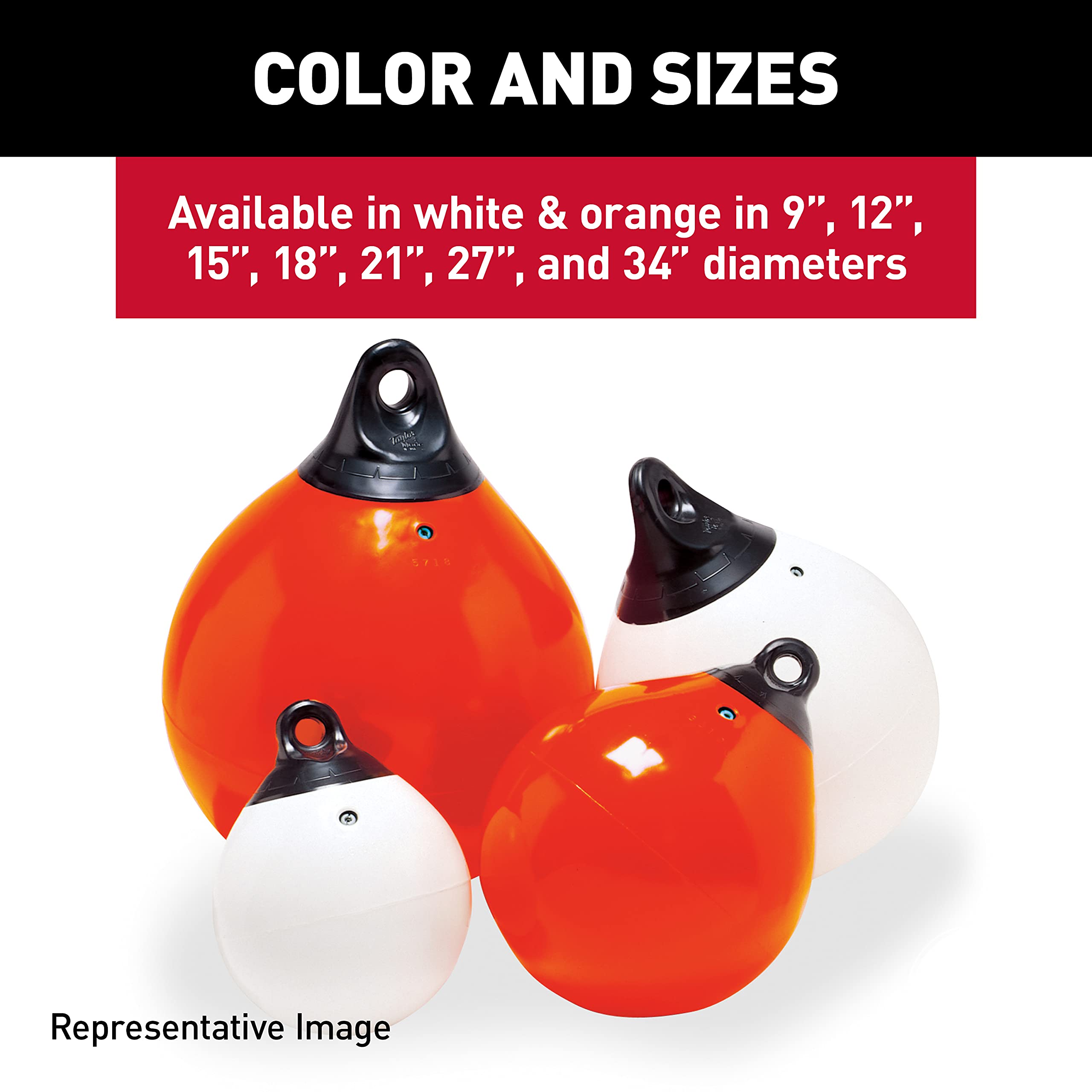TAYLOR MADE PRODUCTS Tuff End Buoy, (27") White – Flexible, Strong, Marine-Grade Vinyl Buoy for 25-40 Foot Boats – Easy-to-use, Trivalve™ Inflates with Standard Ball Pump – 2020108084