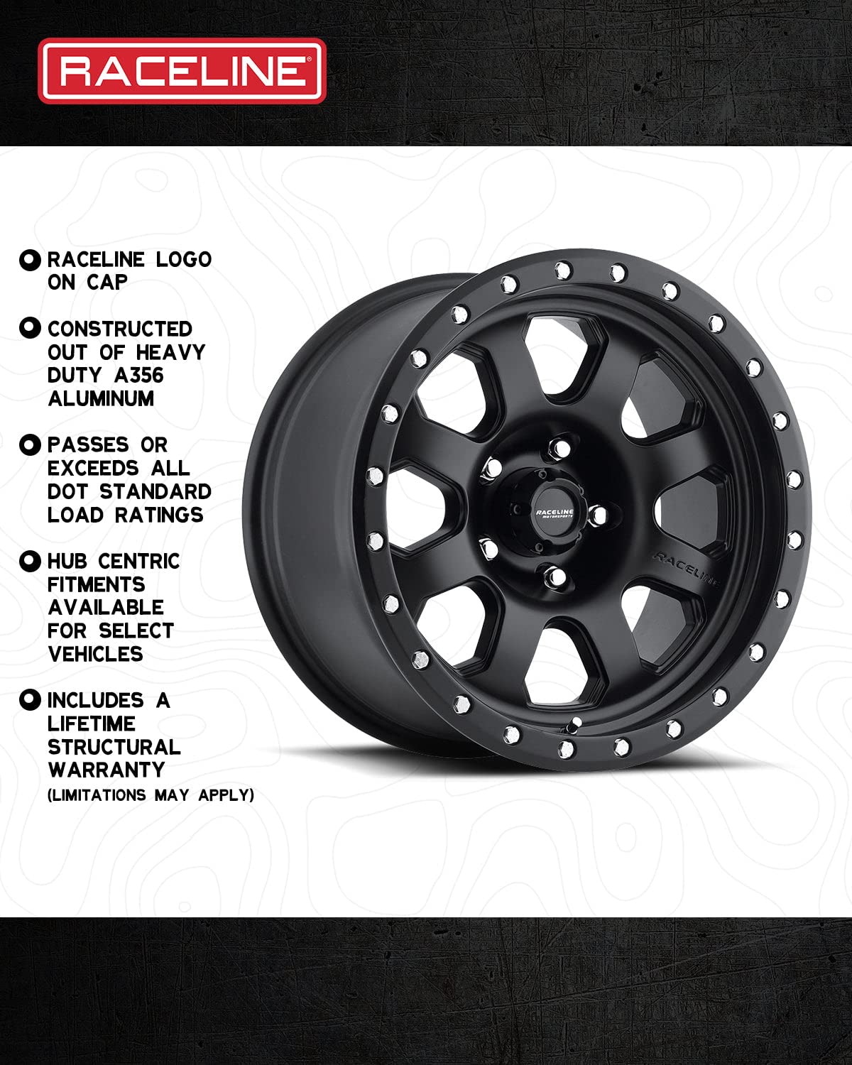 17X9"6X5.5 Bolt Pattern Raceline Wheels 929B AVENGER Wheel Black -12mm Offset/(4.5"B/S) 8 Spoke Aluminum Passenger Car Wheels, Full Size Replacement Black Car Rims