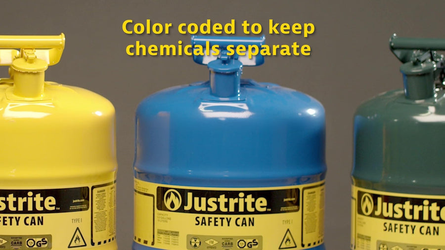 2 Gallon Justrite Type I Red Safety Gas Can for Gasoline with Flame Arrester and Self-Closing Lid, Made in the USA, Galvanized Steel Flammable Storage Can, 7120100