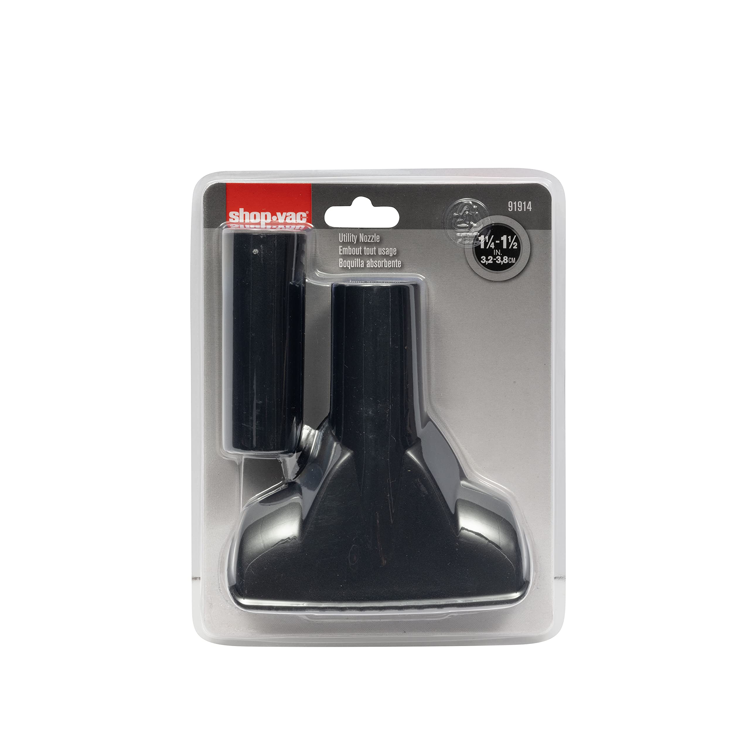 Utility Nozzle Shop-Vac 9191400, 1.5 Inch Diameter, Includes 1.25 Inch Diameter Adapter, Versatile Cleaning on Multiple Surfaces (1-Pack)