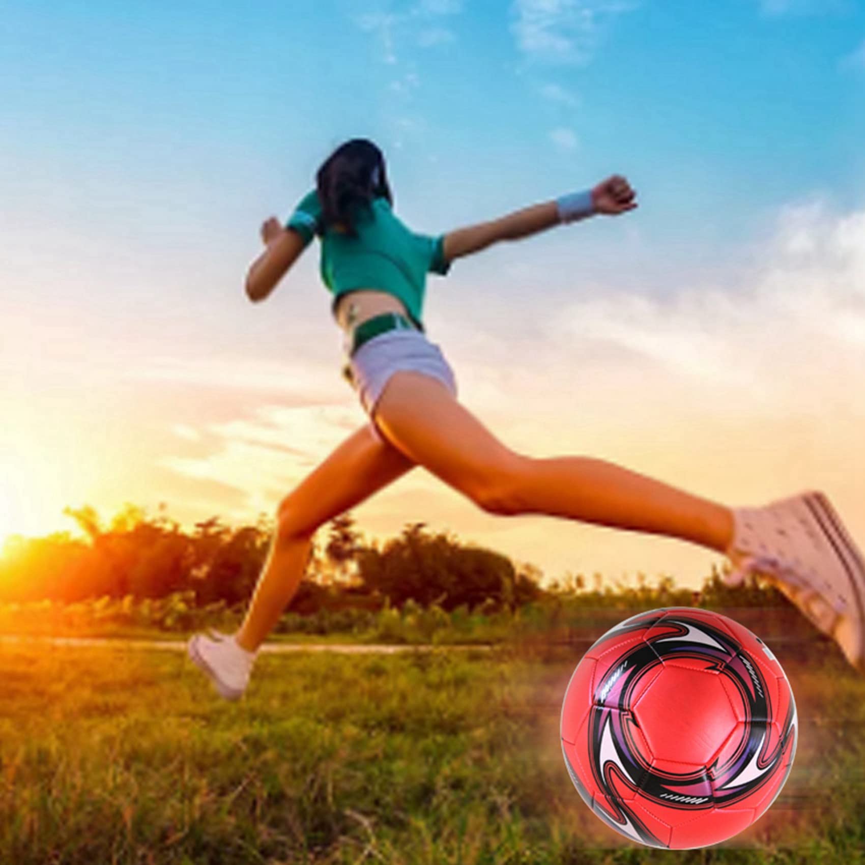 2 x Bdfhjln Professional Football Size 5 Training Official Football Ball Competition Outdoor Red