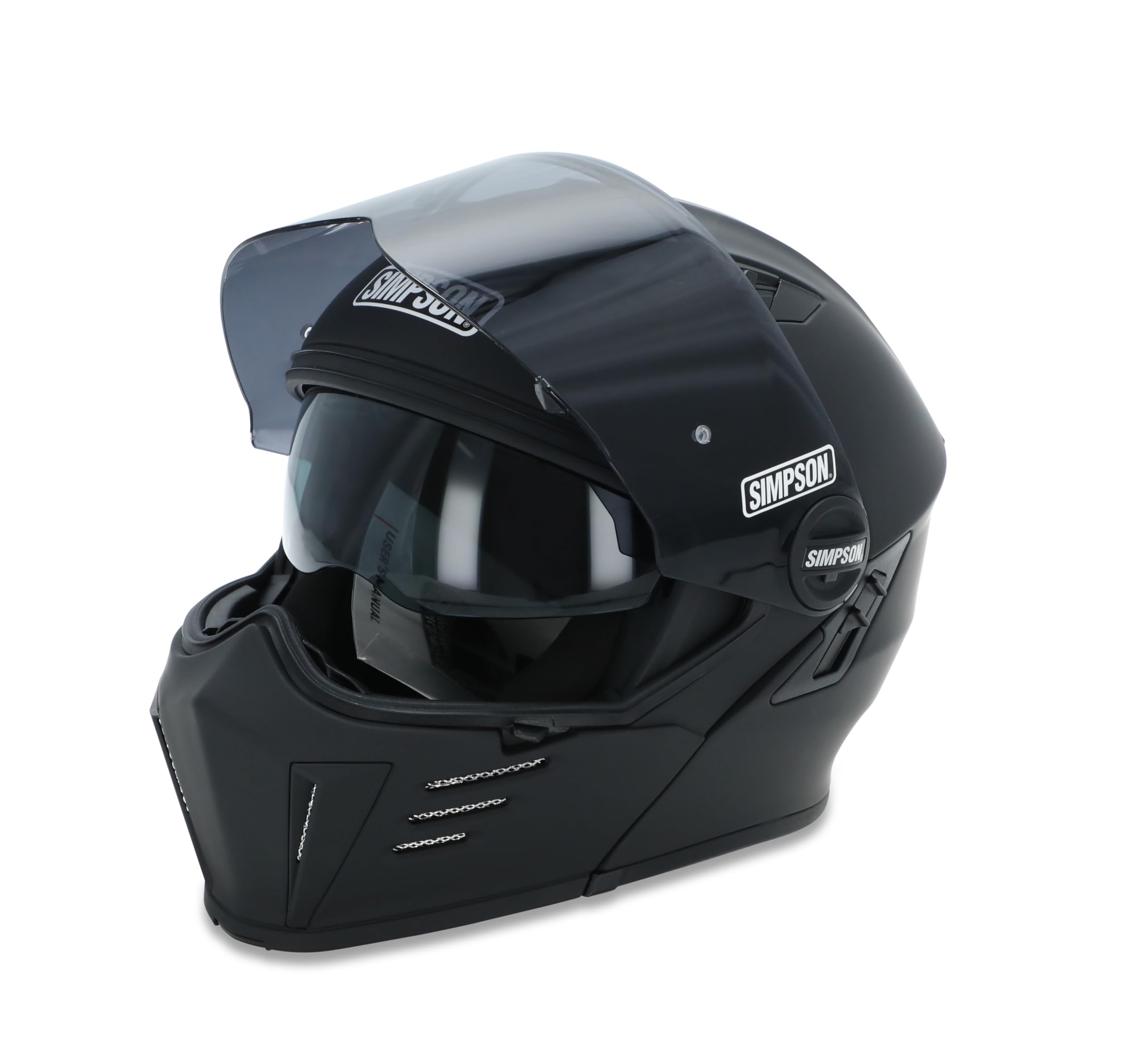 Mod Bandit Simpson Motorcycle Helmet - Flat Black - XL | Modular Full-Face Helmet Clear Visor Shield DOT ECE Certified for Street, Cruiser & Touring Riders (M59XL3)