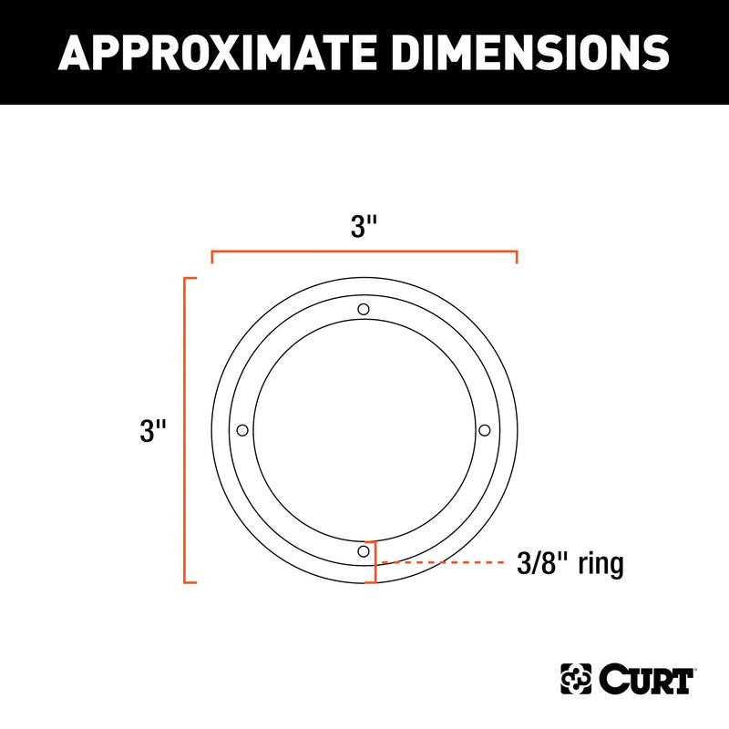 CURT 3-Inch Black Plastic Tie Down Anchor Backing Plate Trim Ring 83720