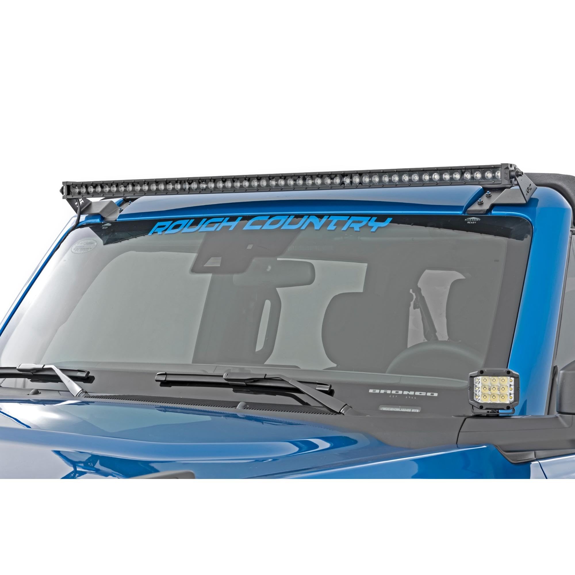 50" LED Light Bar Kit Rough Country for Ford Bronco (2021-2025) - Upper Windshield Mount, 480w Spectrum Series, 43,200 Lumens, Combo Spot & Flood Beam
