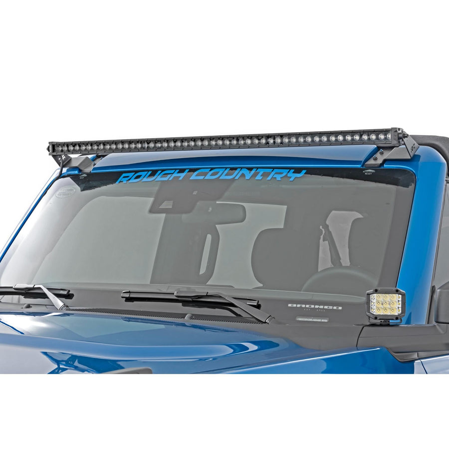 50" LED Light Bar Kit Rough Country for Ford Bronco (2021-2025) - Upper Windshield Mount, 480w Spectrum Series, 43,200 Lumens, Combo Spot & Flood Beam