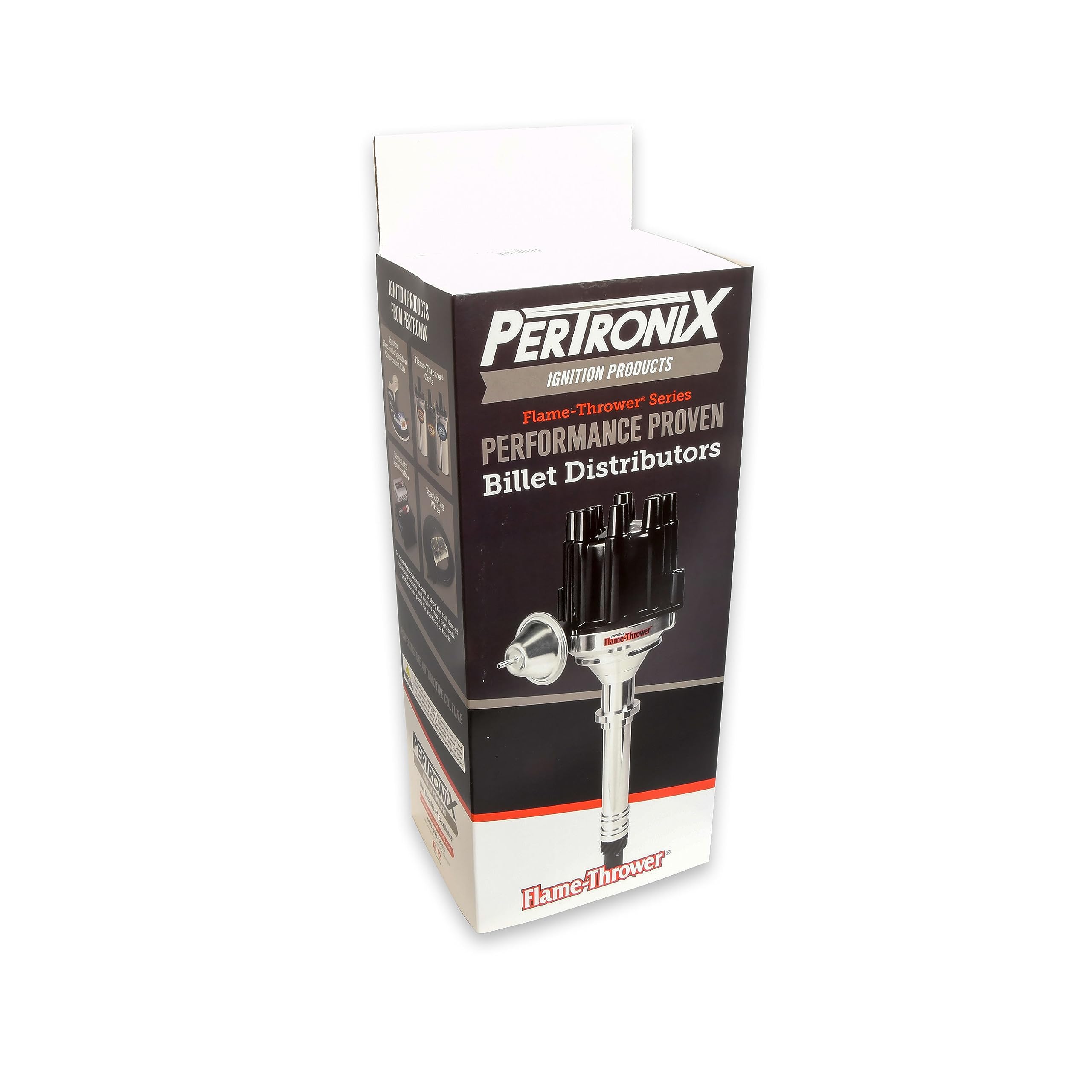 Pertronix D133700 Flame-Thrower Vacuum Advance Plug and Play Black Cap Billet Electronic Distributor with Ignitor II Technology for Ford FE 352-428