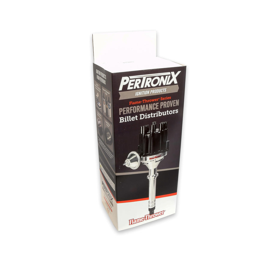 Pertronix D133700 Flame-Thrower Vacuum Advance Plug and Play Black Cap Billet Electronic Distributor with Ignitor II Technology for Ford FE 352-428