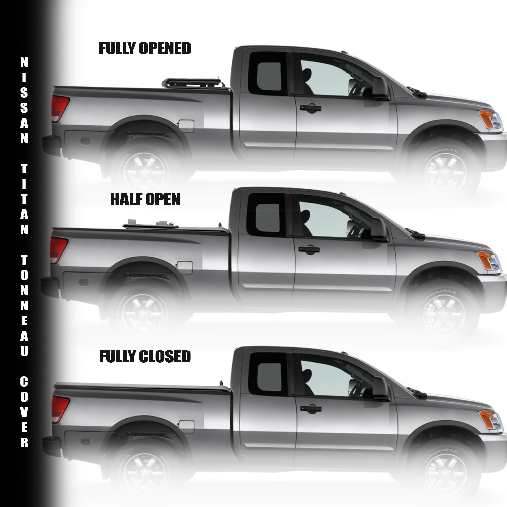 Low Profile Armordillo Hard Tri-Fold Nissan Titan Bed Cover Fits 2004 2005 2006 2007 2008 2009 2010 2011 2012 2013 2014 2015 2016 Nissan Titan 6.5ft (78") Bed | CoveRex TFX | 8705339