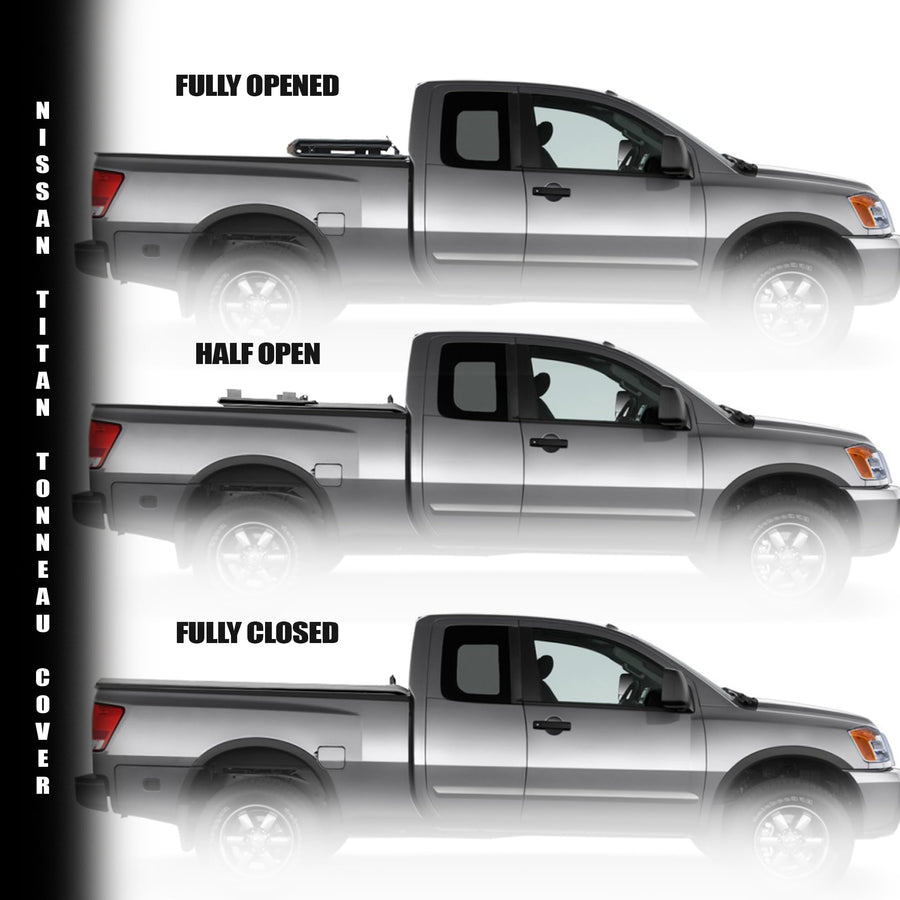 Low Profile Armordillo Hard Tri-Fold Nissan Titan Bed Cover Fits 2004 2005 2006 2007 2008 2009 2010 2011 2012 2013 2014 2015 2016 Nissan Titan 6.5ft (78") Bed | CoveRex TFX | 8705339