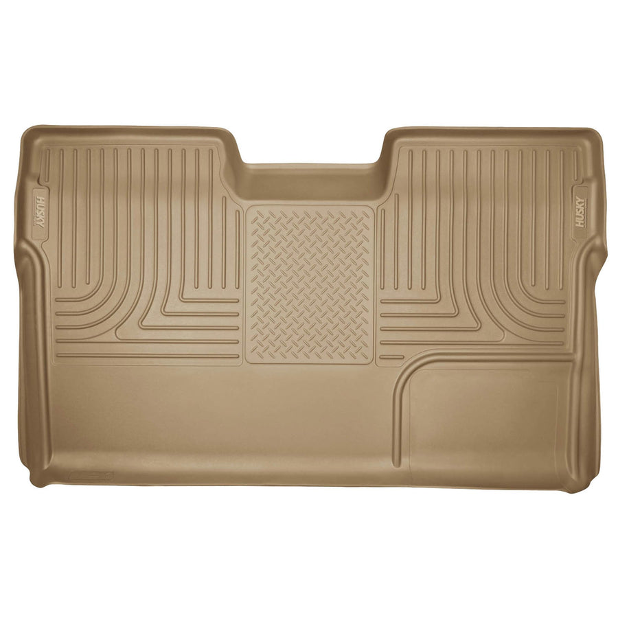 Husky Liners Floor Mats Weatherbeater | Fits 2009-2014 Ford F-150 SUPERCREW CAB ONLY Without Manual Shifter | 2nd Row, 1-pc Tan - 19333