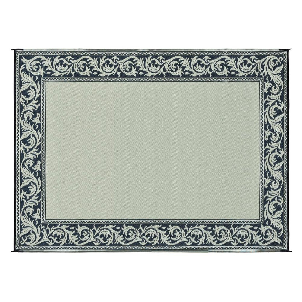 Ming's Mark RA1 Stylish Reversible Classical Camping Patio Mat - 9' x 12', Black/Beige