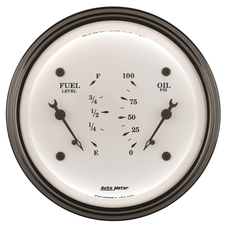 Auto Meter Old TYME 1613 White Oil/Fuel Dual Gauge