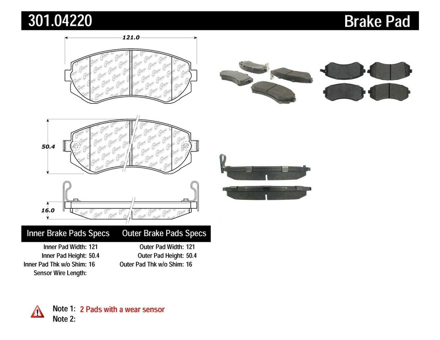 Premium StopTech Brake Pad 301.04220