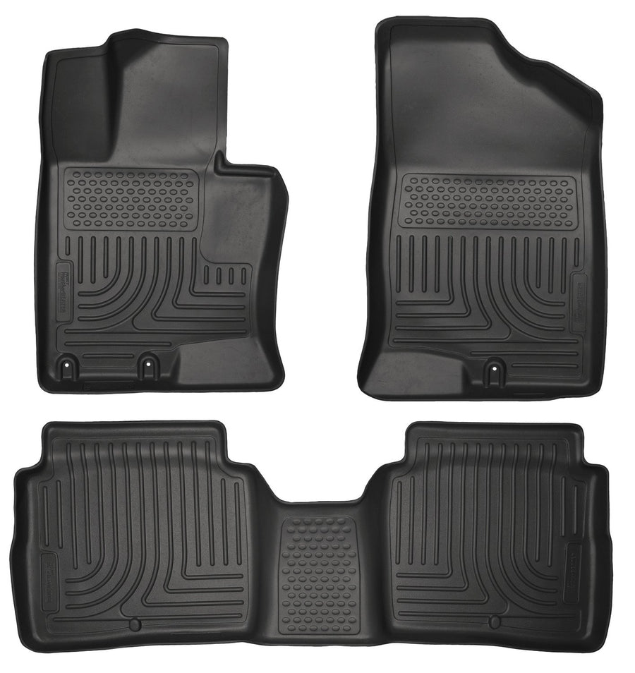 Weatherbeater Husky Liners Floor Mats | Fits 2011-2015 Kia Optima | Front & 2nd Row, 3-pc Black - 99691