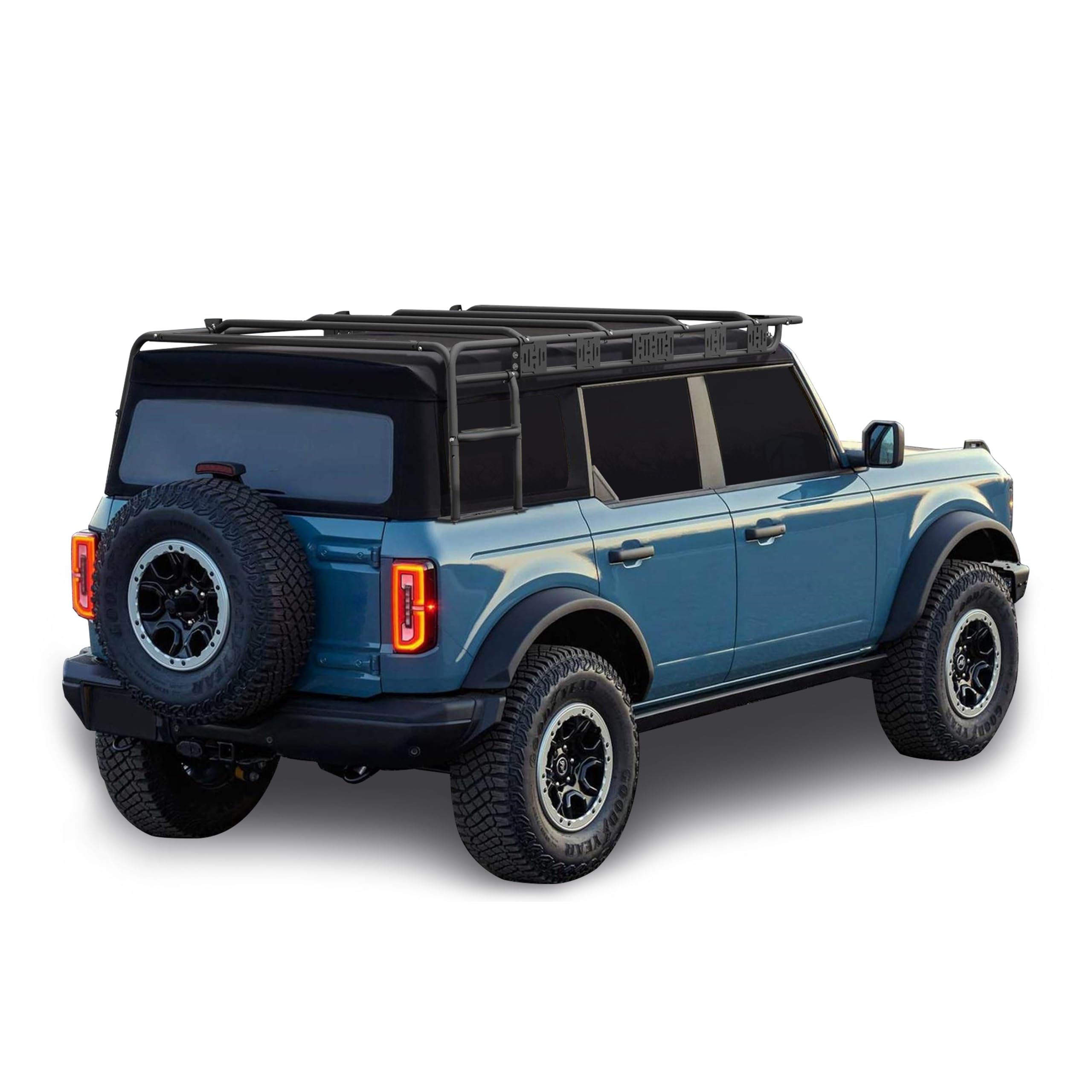Black Horse Aluminum Traveler Roof Mounted Cargo Basket Rack (4 Door) Black Compatible with 2021-2024 Ford Bronco-TRRFB21