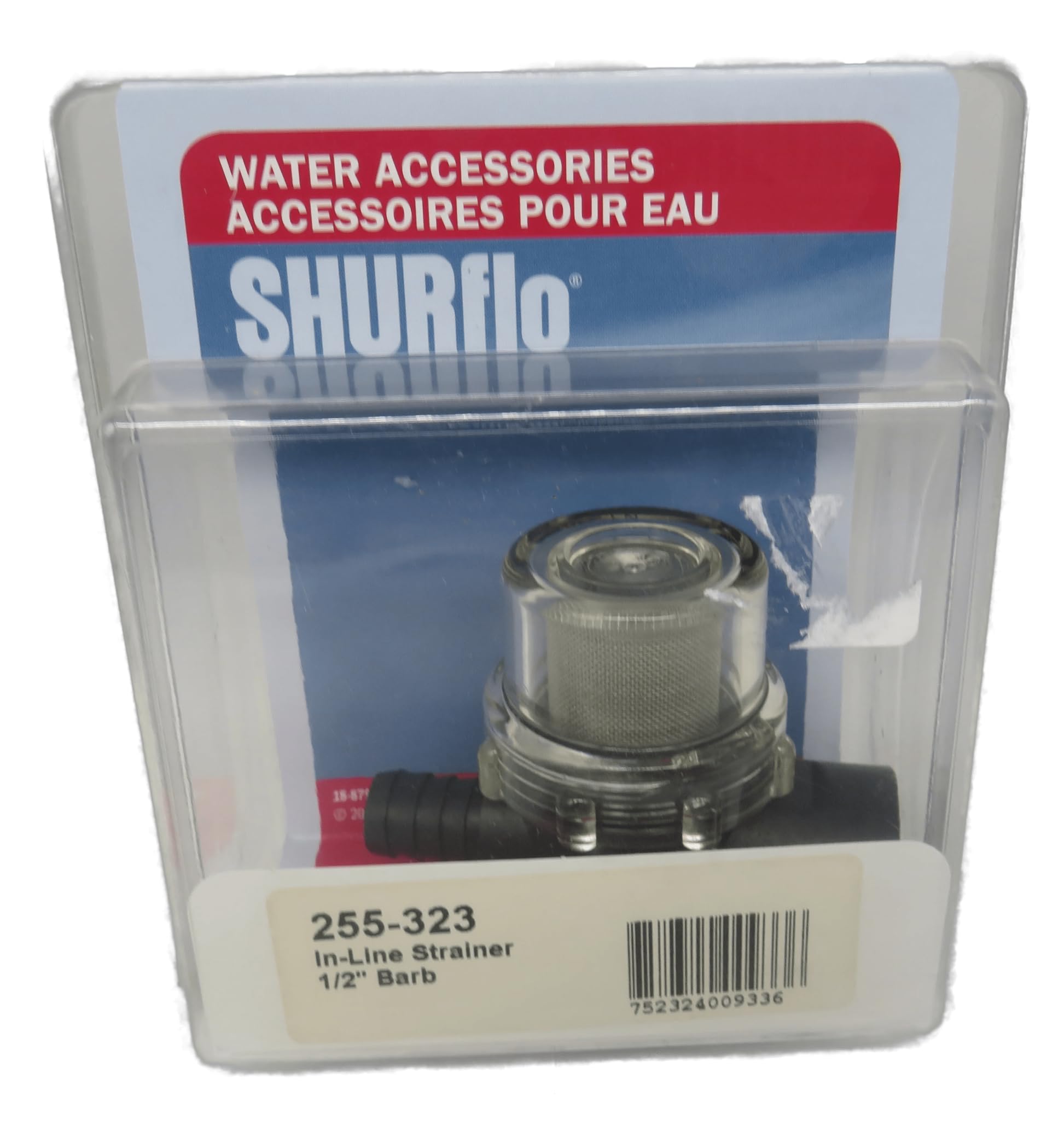 SHURFLO PENTAIR 255-323 Twist-On Water Strainer, 1/2" Barb Inlet, 1/2" NPSM Outlet