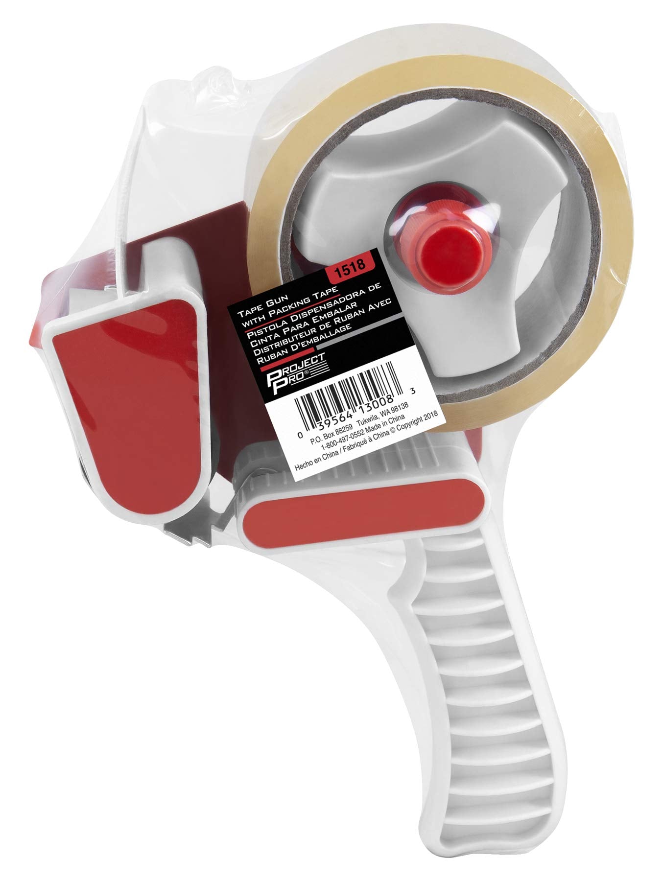 Tape Gun Performance Tool 1518 with Packing Tape - Ergonomic Design for Comfortable Use and Effortless Packing of Boxes and Parcels