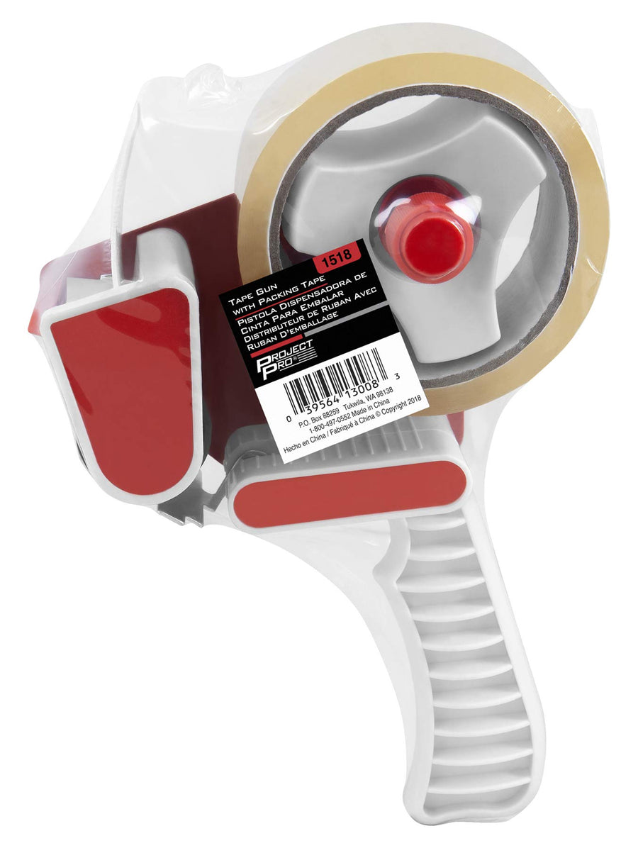 Tape Gun Performance Tool 1518 with Packing Tape - Ergonomic Design for Comfortable Use and Effortless Packing of Boxes and Parcels