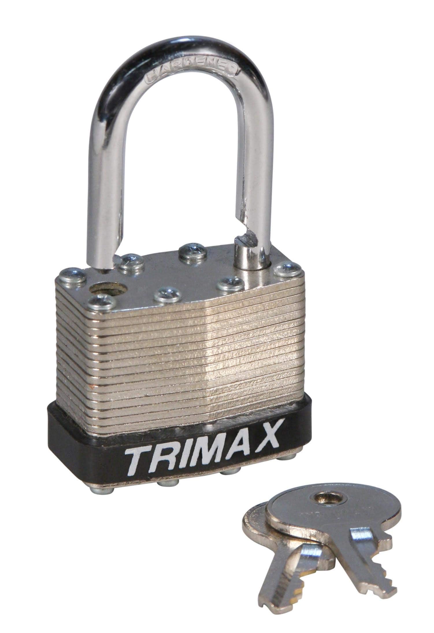 Trimax Dual Locking TLM100 40mm Solid Steel Laminated Padlock with 1" x 1/4" Dia. Shackle