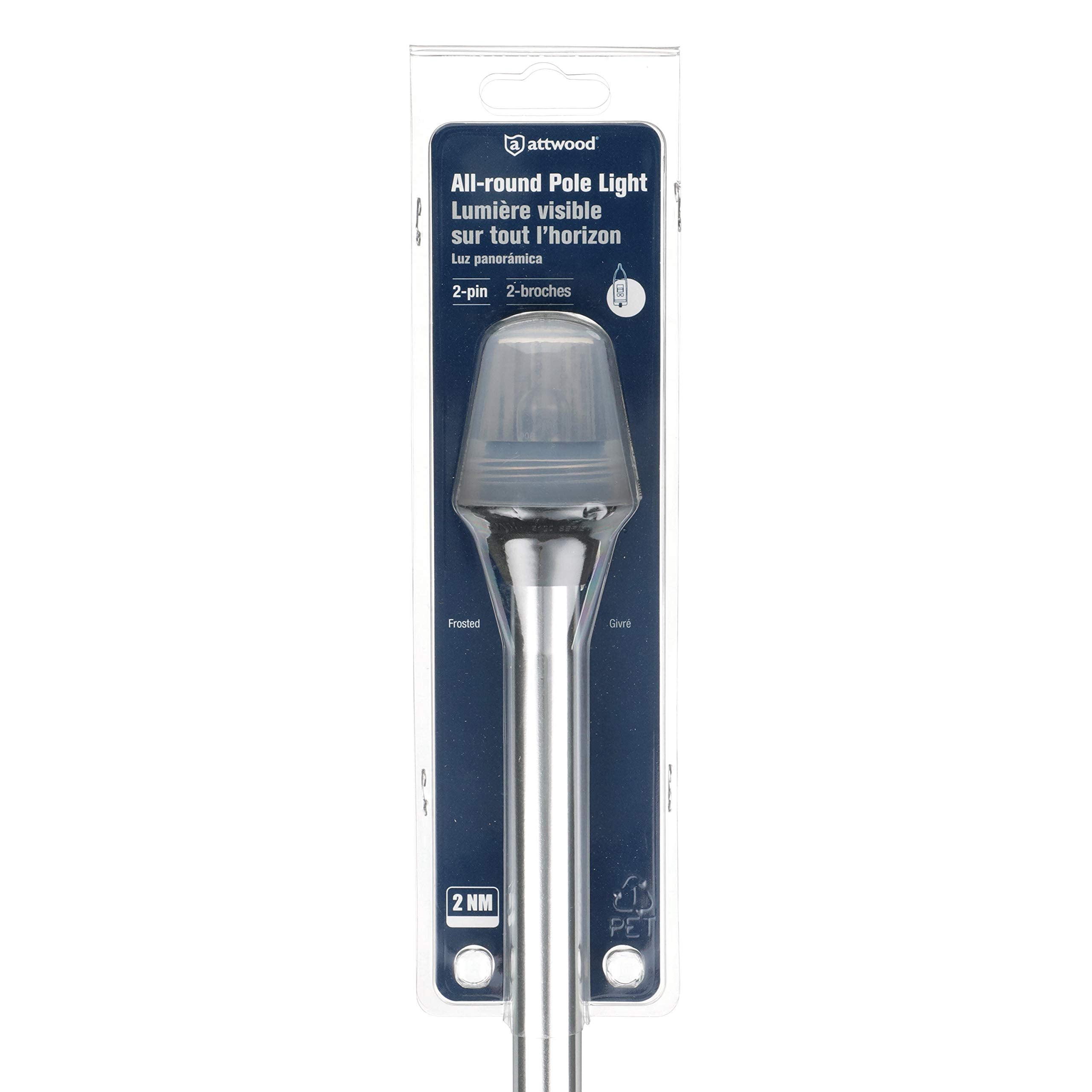 All-Round Attwood Frosted Globe Light, 2-Mile 360-Degrees Illumination, 9-Watt Wedge-Base Lamp, 24-Inch Pole