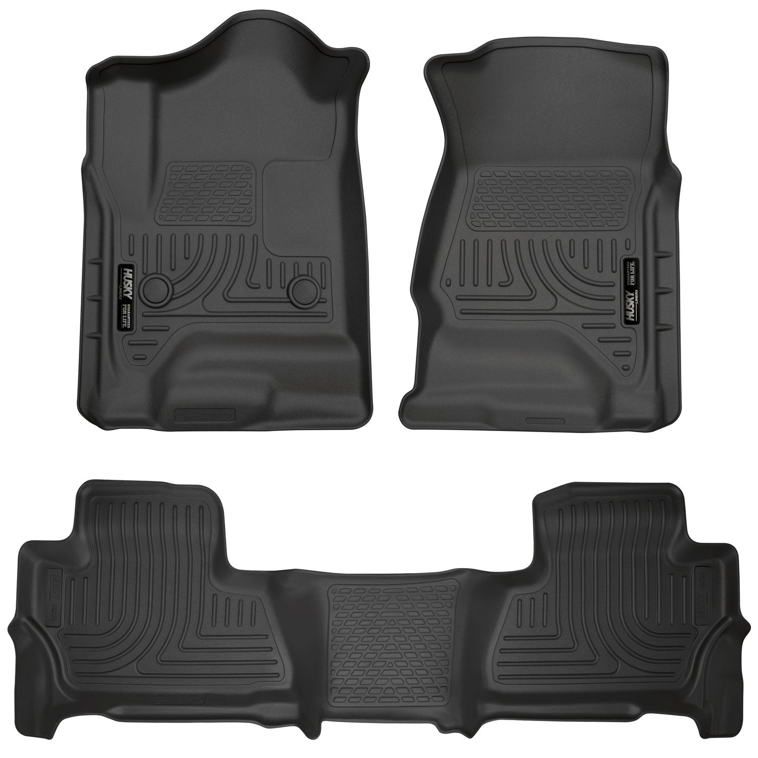 Husky Liners Floor Mats Weatherbeater | Fits 2015-2020 Chevrolet Tahoe & GMC Yukon | Front & 2nd Row, 3-pc Black - 99201