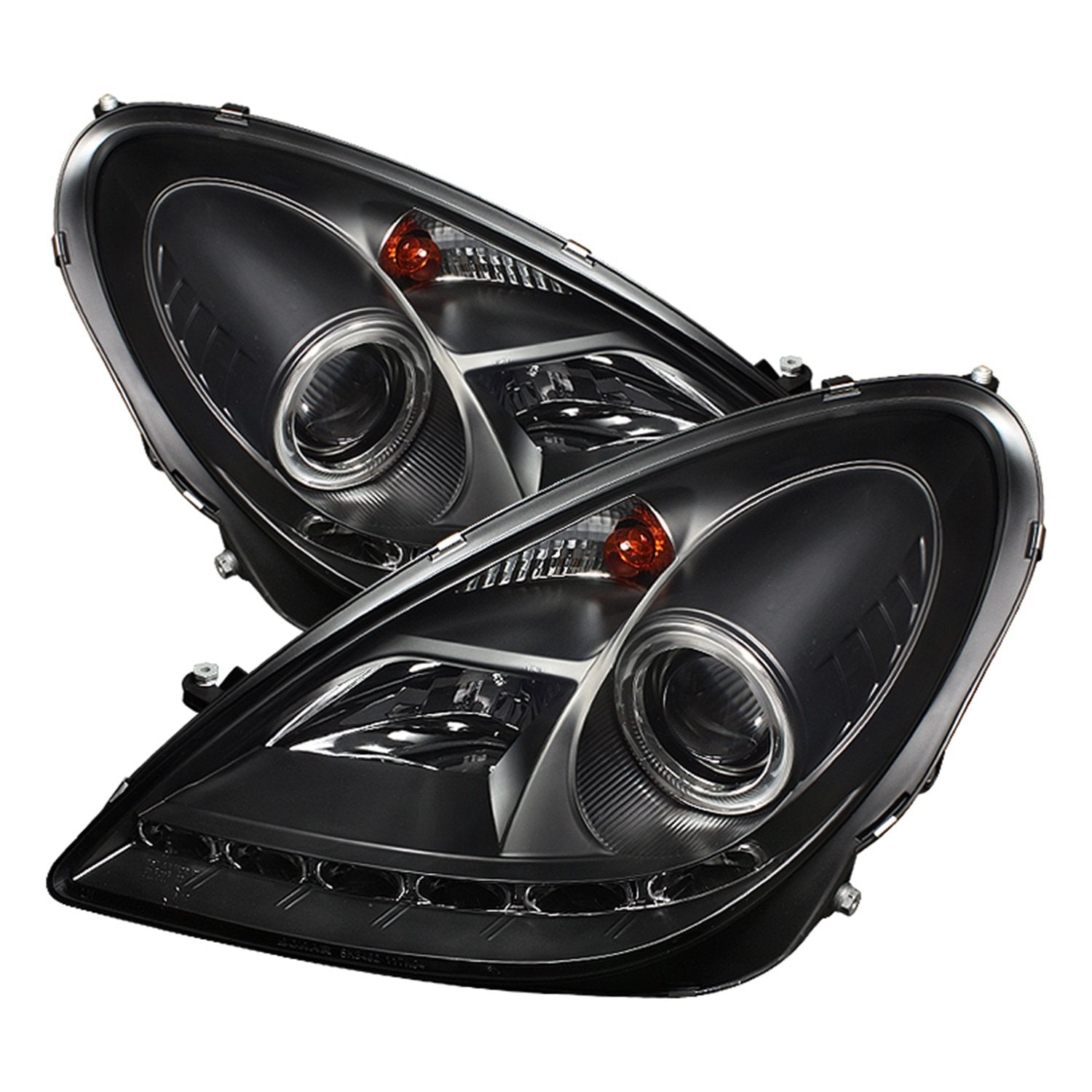 Mercedes Benz SLK 05-10 Spyder 5032546 Projector Headlights - Halogen Model Only (Not Compatible With Xenon/HID Model) - DRL - Black - High H1 (Included) - Low H7 (Included)