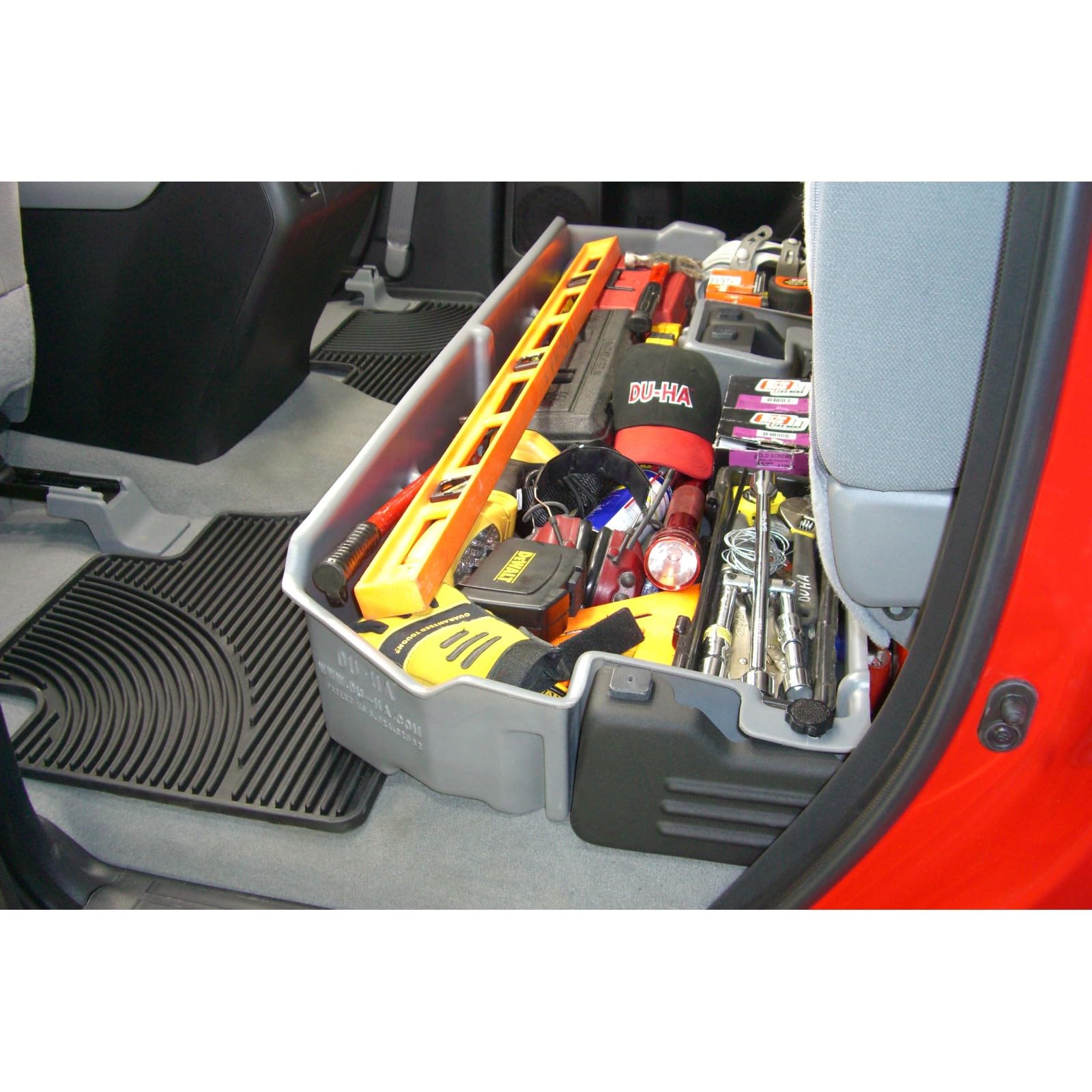 Under Seat Storage DuHa 60051 fits 2007-2021 Toyota Tundra Double Cab without Factory Subwoofer | Black Heavy-Duty Back Seat Organizer | Includes Dividers