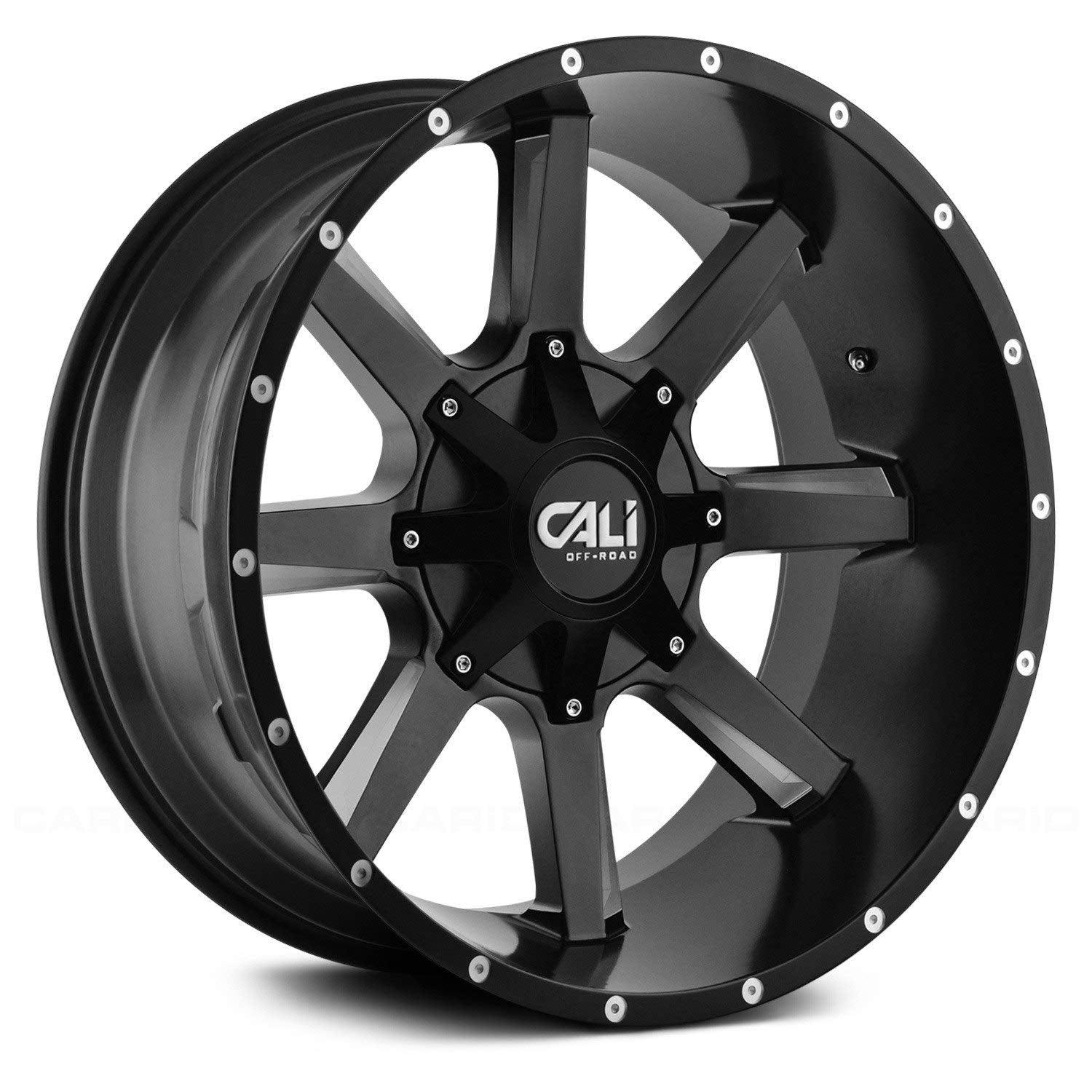 9100-22237M-47 CALI OFF-ROAD Busted 9100 Satin Black/Milled Spokes 22X12 6-135/6-139.7 -47mm 106mm