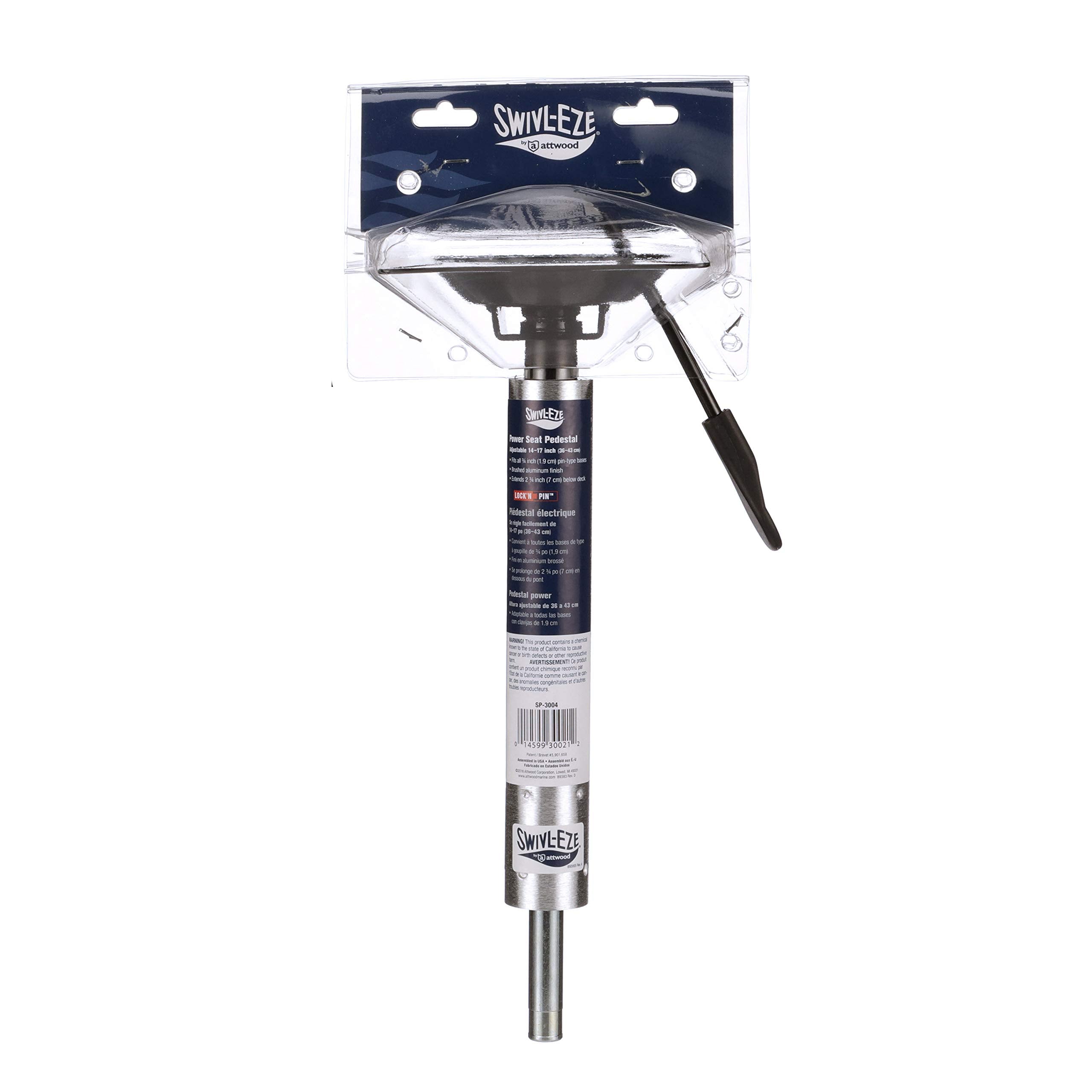 Lock’N-Pin Attwood SP-3004 ¾-inch Pin Post, Height Adjustable 14-17 Inches, Power Pedestal, 1.77-Inch Diameter, with Seat Mount