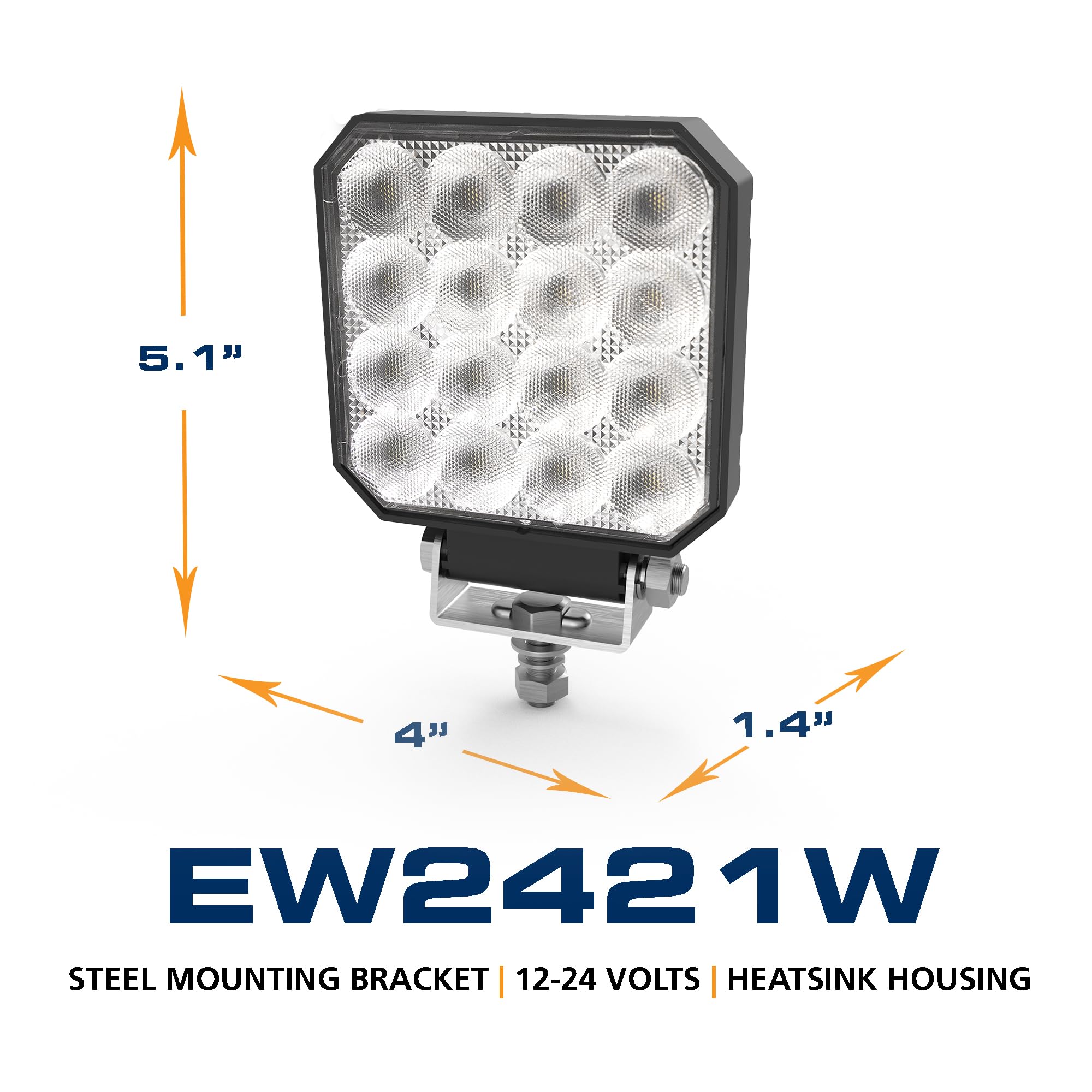 Worklamp ECCO EW2421W: LED (16), Flood Beam, Square, 12-24V