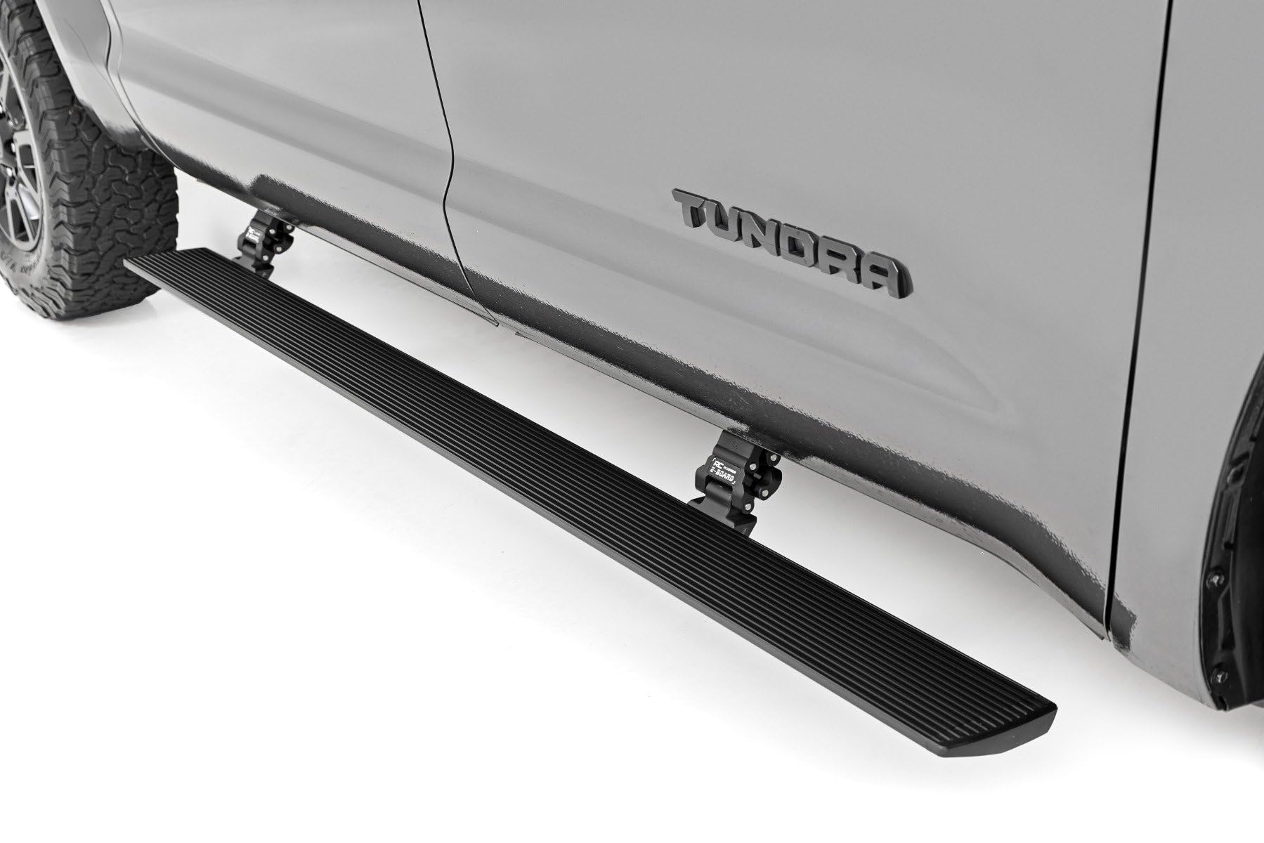 Power Running Boards Rough Country with LED Step Lights for Toyota Tundra, CrewMax (2007-2021) - Dual Motor i-Force Electric Powerstep Board & Retractable Truck Steps