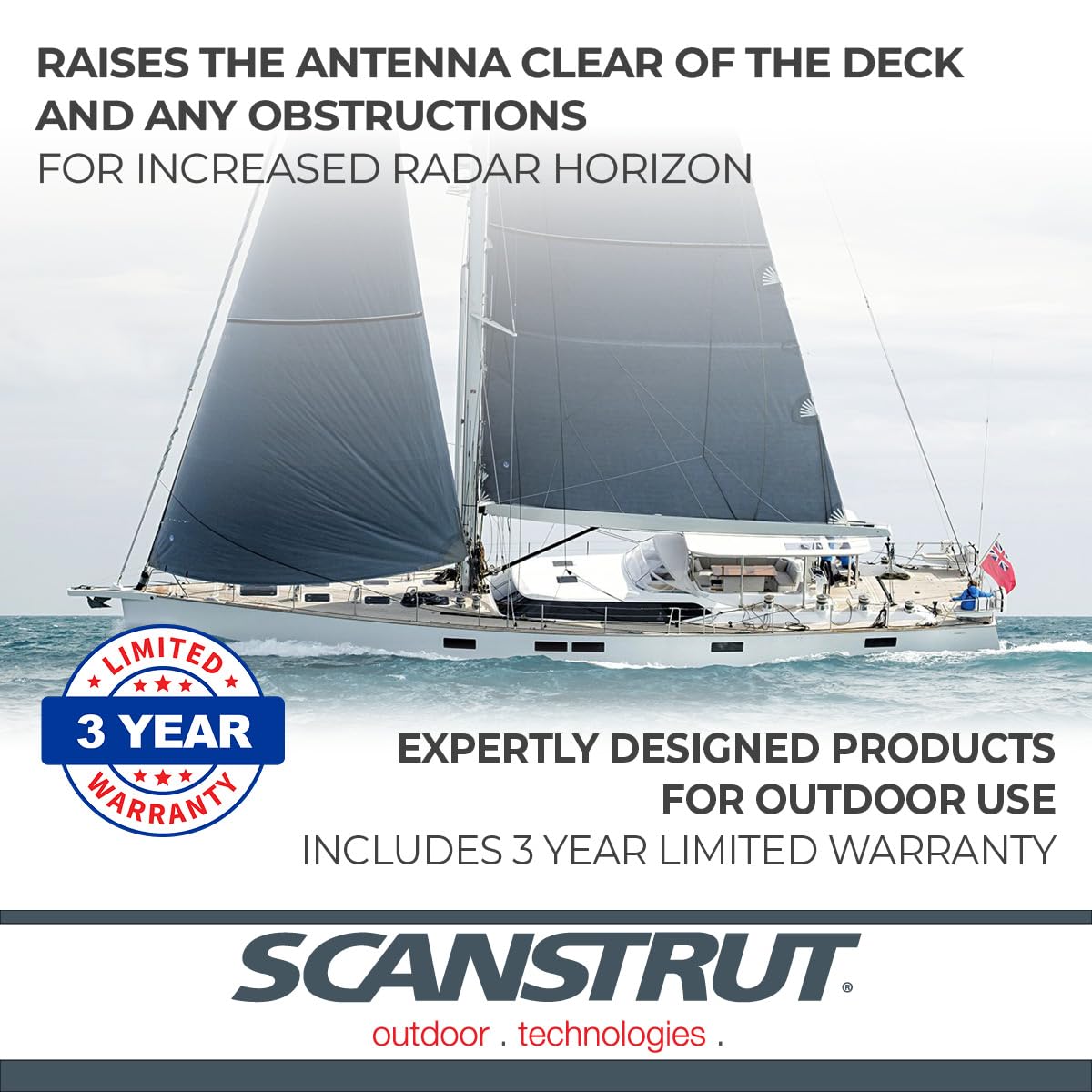 Self-Leveling Radar Mount Scanstrut LMM-1 for 2kW/4kW Raymarine, Garmin, and Navico BR24/3G/4G Radomes - Mast-Mounted